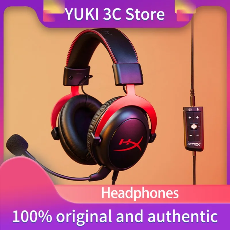 HyperX Cloud2 Hurricane Headphones with Spirit Sound Card Headsets Wear Esports Computer Games Headset Black Moving Circle HIFI