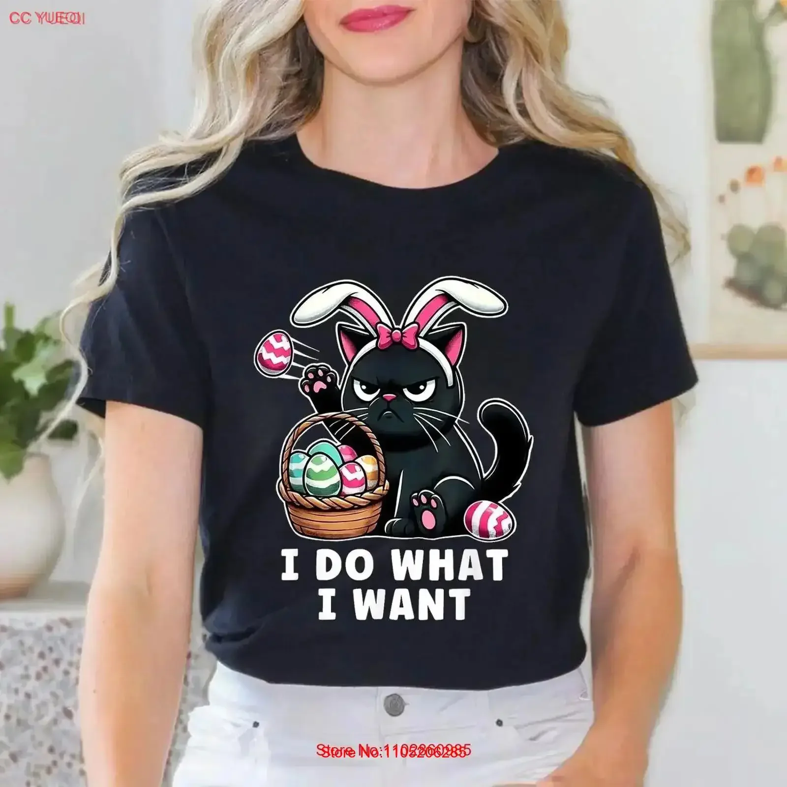 

Easter Cat Basket Stuffers Husband Adults T Shirt vintage Washed Comfortable designer clothes Casual Breathable fashion Stylish