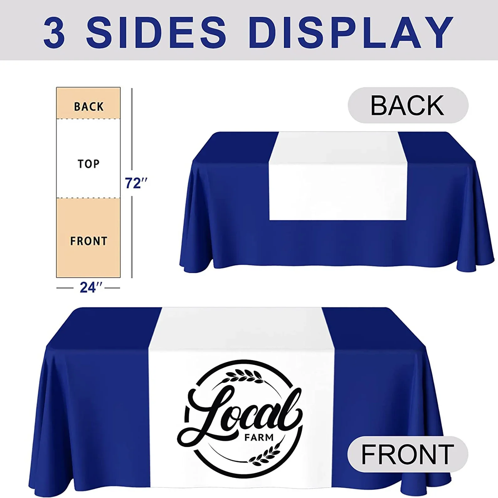 Custom Table Runner with Business Logo Text Personalized Tablecloth Runner Customizable Logo for Trade Show Vendors