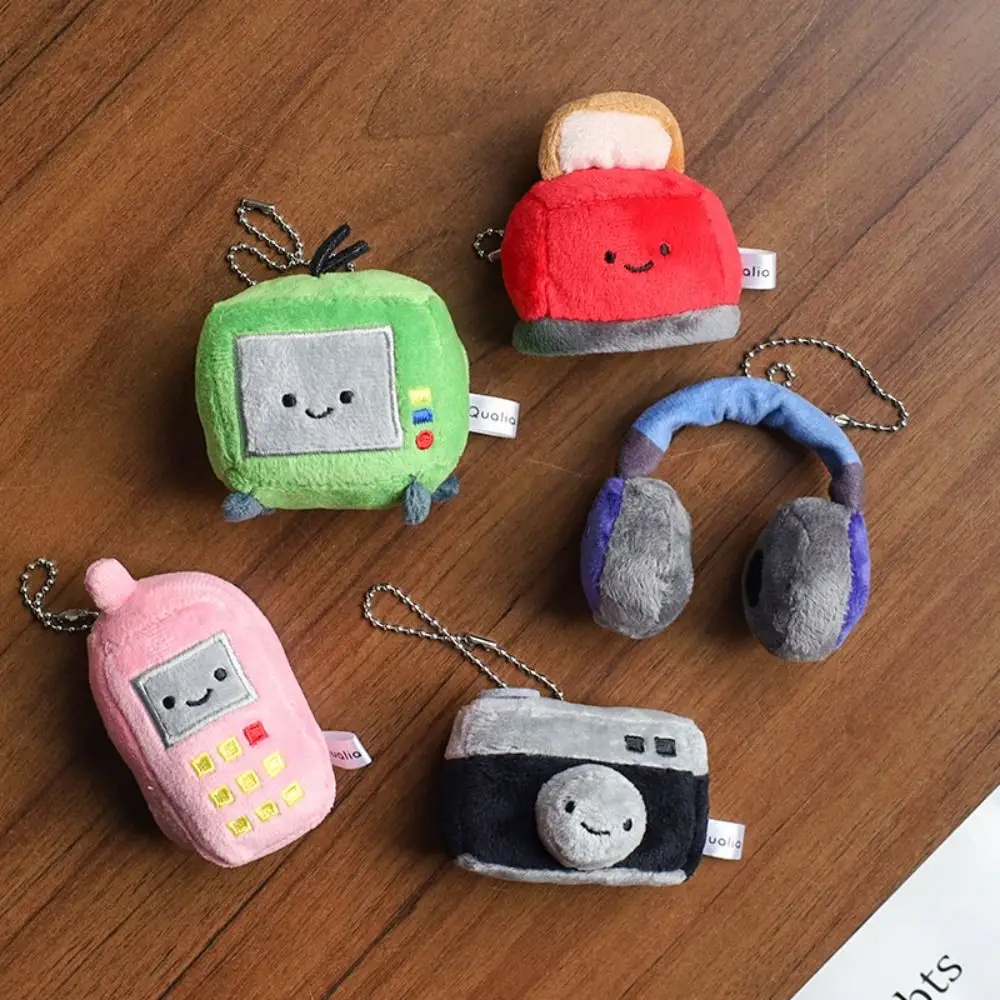 Cute Expression Home Appliance Plush Keychain Stuffed Doll Mini TV Set Camera Plush Doll Pendant Bread Maker Little