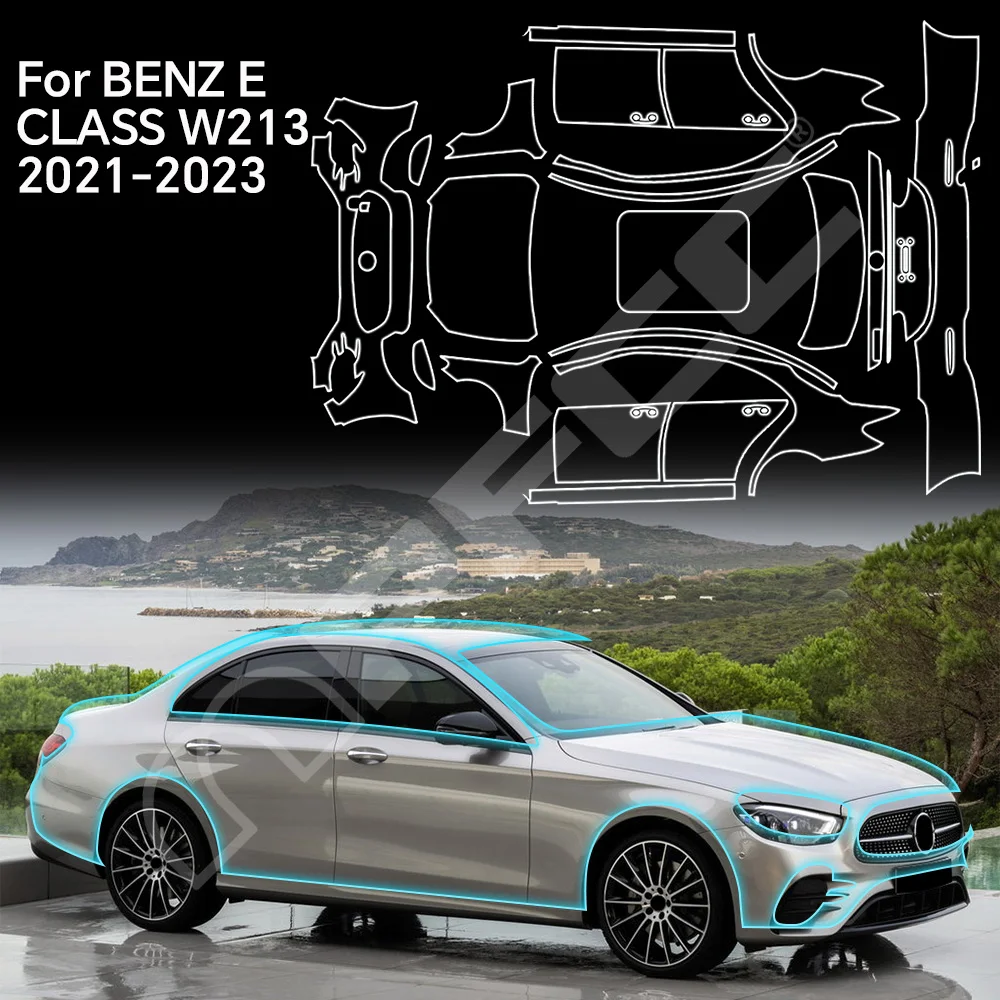 

Защитная пленка из ТПУ от царапин для кузова автомобиля, предварительно вырезанная, прозрачная, для седана E-Class 2021-2023