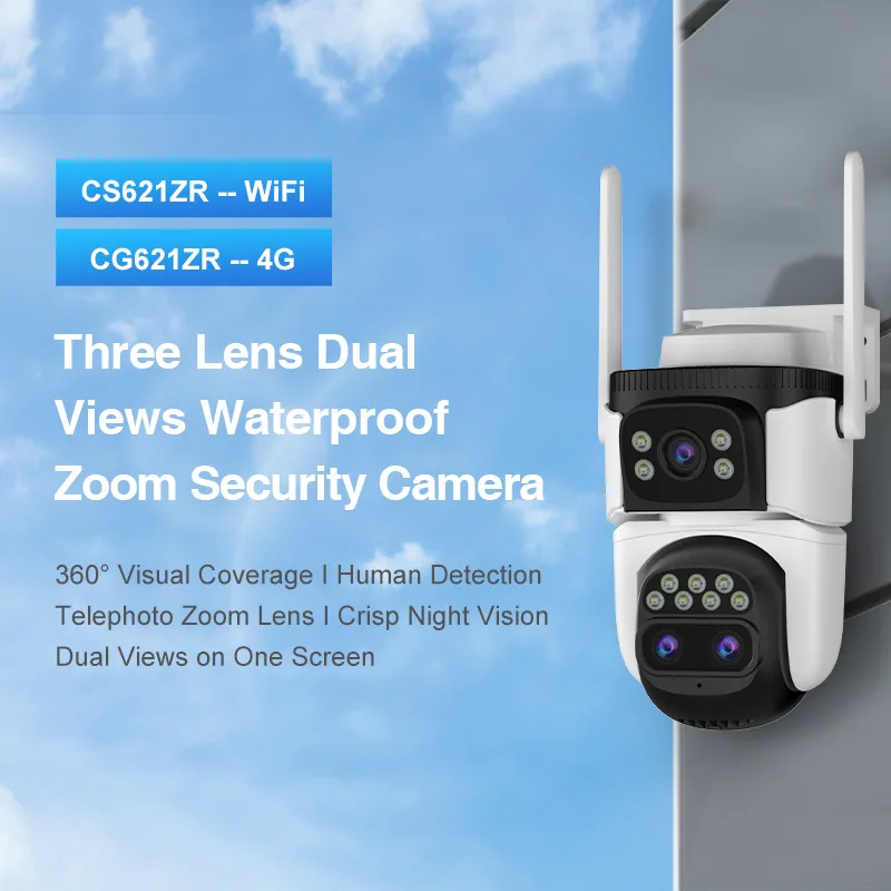 Vstarcam O-Kam APP Triple Lens  Dual Screen PTZ IP Dome Camera Full Color AI Humanoid Detection Home Security CCTV Baby Monitor