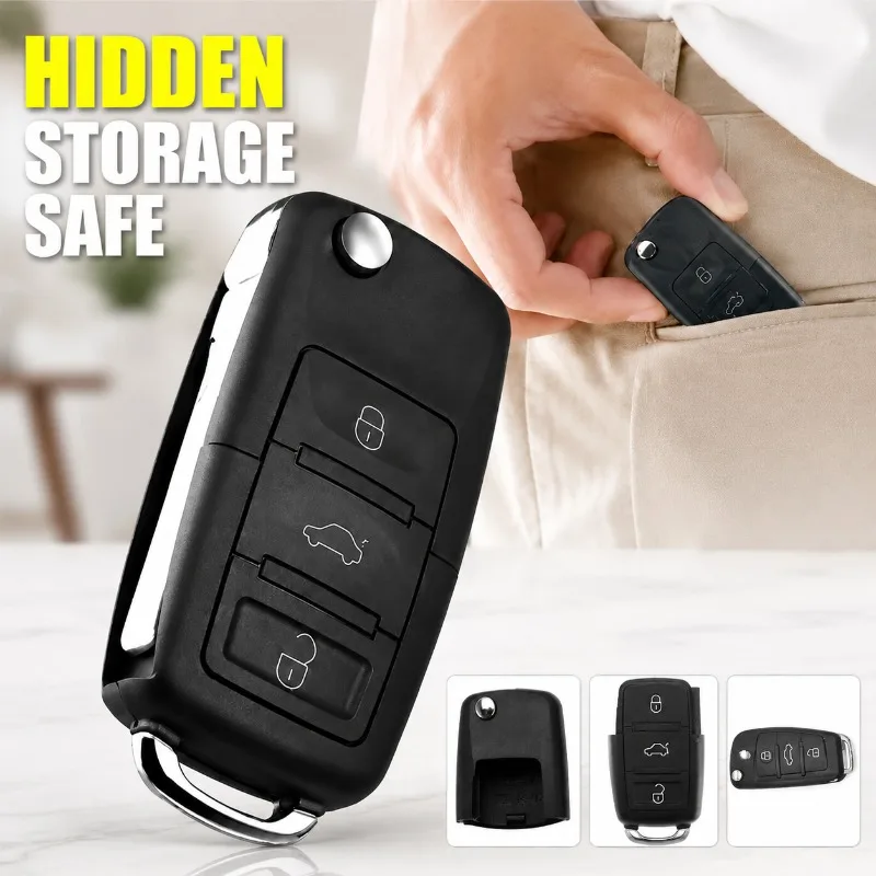 Creative Simulation Car Key Hidden Storage Box Secret Money Safe Pill Organizer, Disguised Fake Car Key Stash Box for Cash
