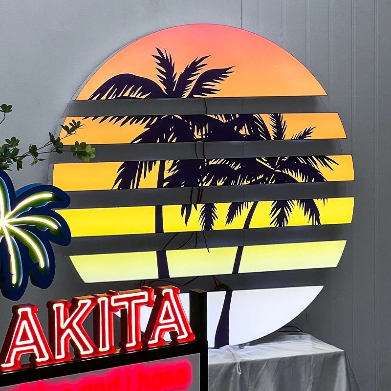 Camping Ground Back Hanging Outdoor Waterproof Sunset Beach Scenery Atmosphere Light Box Sunset Light Box