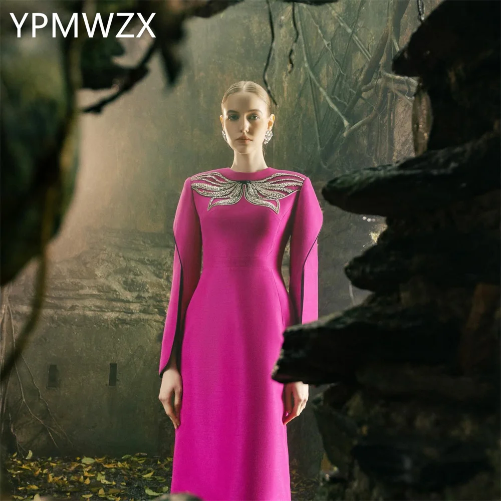 Customized Evening Dress Formal Women    Party Occasion YPMWZX Jewel Column Floor Length Skirts Bespoke