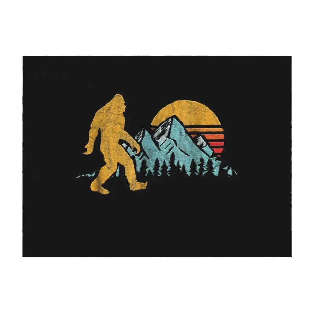 

Vintage Retro Bigfoot Believe Silhouette Mountain Sun Throw Blanket Personalized Gift bed plaid For Sofa Thin Shaggy Blankets