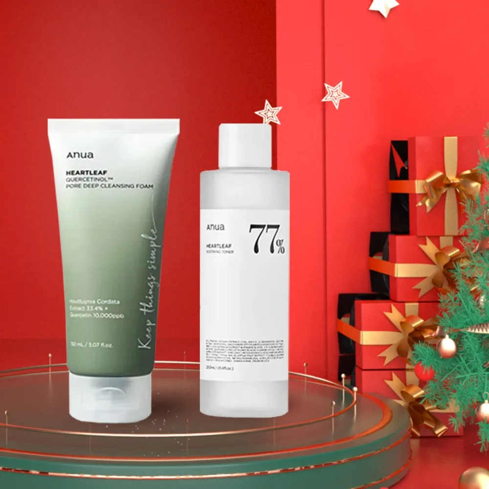 Korea Anua Skincare Sets Toner 77% Nicotinamide Essence Heartleaf Cleanser Makeup Cleansing Oil  Face Care Christmas Gift Sets