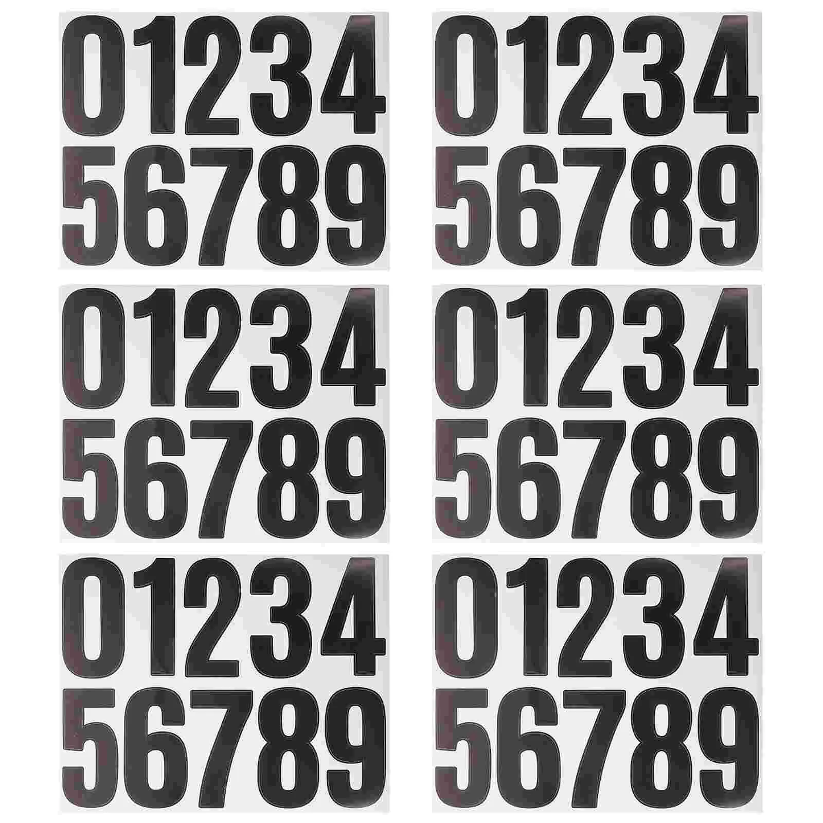 6 Sheets Large Mailbox Logo Street Number Board Stickers Address Numbers for Reflective Home outside Background