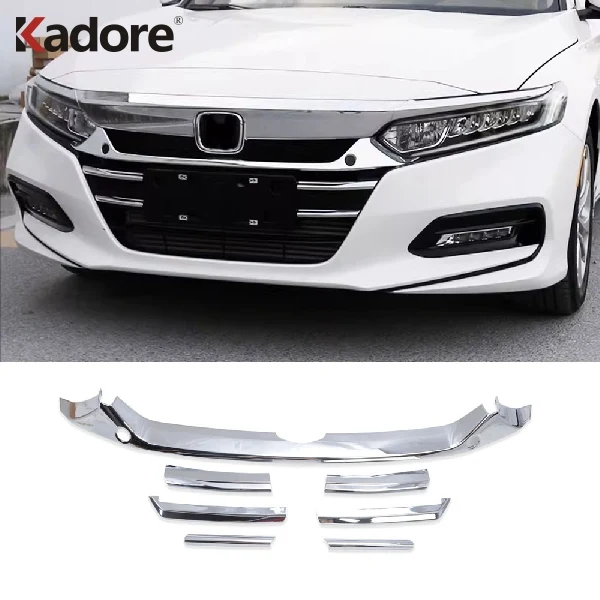 For Honda Accord 2018 2019 2020 10th Chrome Car Front Grille Cover Trim Molding Garnish Protector Sticker Exterior Accessories view 5
