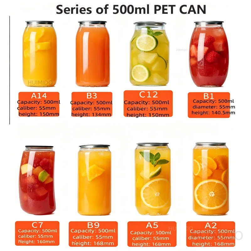 200PCS 500ML Plastic Cans with EPE/SOT/FA Lids | Airtight Food Storage Jars for Packaging Snacks & Dry Goods