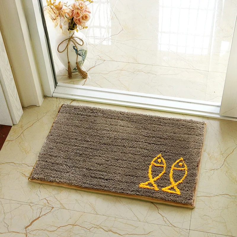 

Simple Entrance Door Mat Home Use Batoom Kitchen Anti-Slip Mat Toilet Absorbent Foot Pad Mixed Fabric Handmade Woven Plant ...