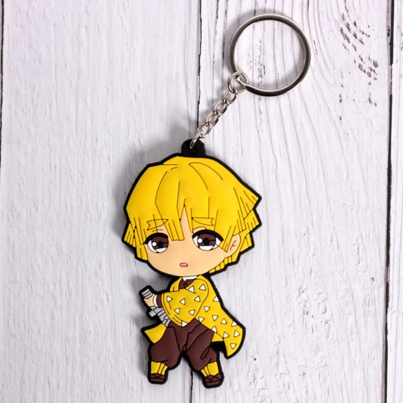 Anime Demon Slayer Figuur Model Sleutelhanger PVC Dubbelzijdig Zachte Lijm Cartoon Kawaii Pop Sleutelhanger Rugzak Decoratie Hanger Gif