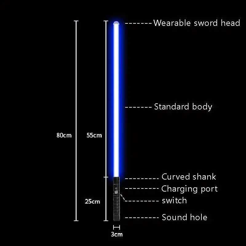 Sabre laser en métal aste par USB, épée lumineuse à changement de 14 couleurs, jouet avec vibration de force, son de frappe, arme clignotante LED