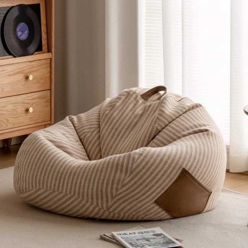 

‌Modern Fabric Floor Pouf, Zippered Washable Ottoman Stool, Tassel-Decor Balcony Seat, Entryway Storage Bench with Backrest