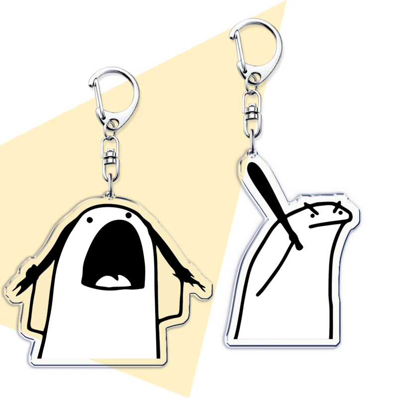 Funny Rock Flork of Cows Keychain for Accessories Bag Comics Love Heart Pendant Key Chain Ring Keyring Jewelry Fans Gifts