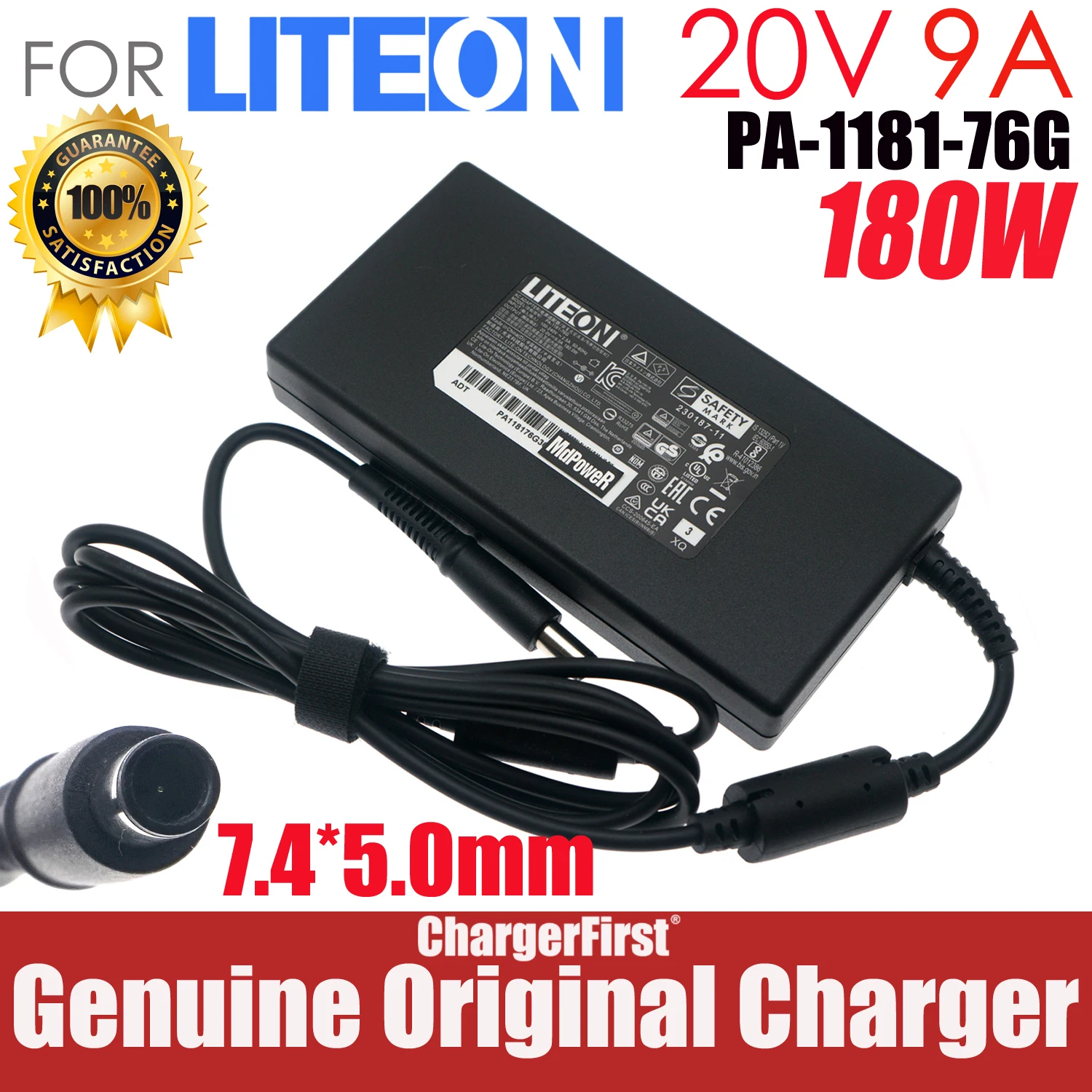 Genuine LITEON PA-1181-76 180W 20V 9A AC Adapter for MSI GE63 GE65 GE73 GE75 GP63 GP65 GP73 GP75 GL63 GL65 7.4x5.0 Pin laptop