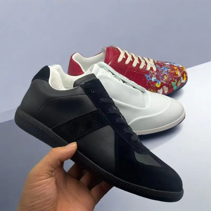 

Модные унисекс-кроссовки из кожи в стиле ретро 2026 года, повседневные спортивные универсальные туфли больших размеров на одну ногу