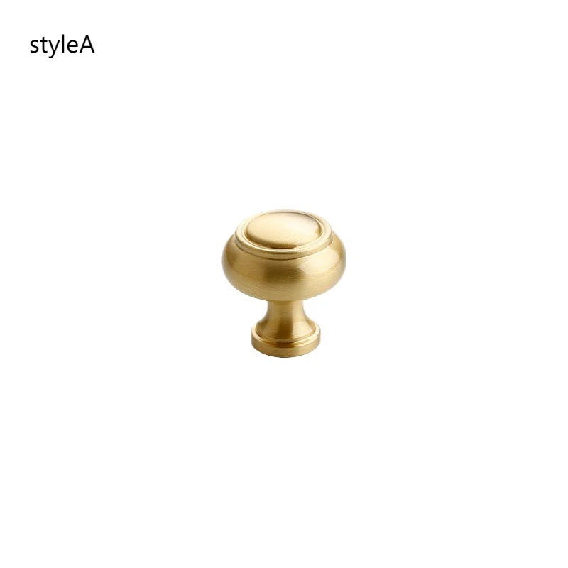Solid Brushed Brass Kitchen Cabinet Pull Drawer Knob Bedroom Wardrobe Dresser Handle Luxury Furniture Knob - Single Hole