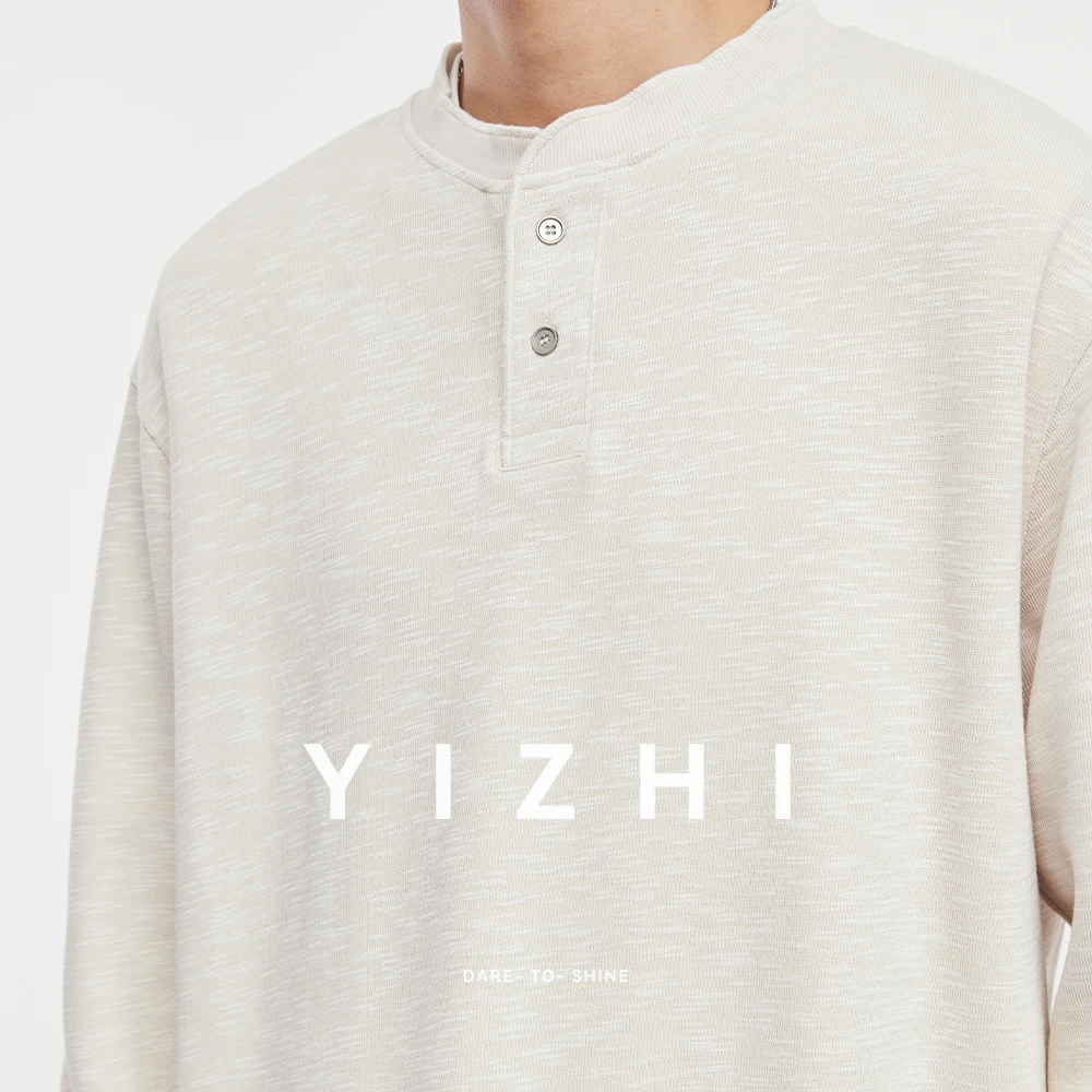 

Fashion Men's Old Money Style Henley Collar Loose T-Shirt 2025 Autumn and Winter New Long Sleeve Top Sweatshirt Men's Pullover