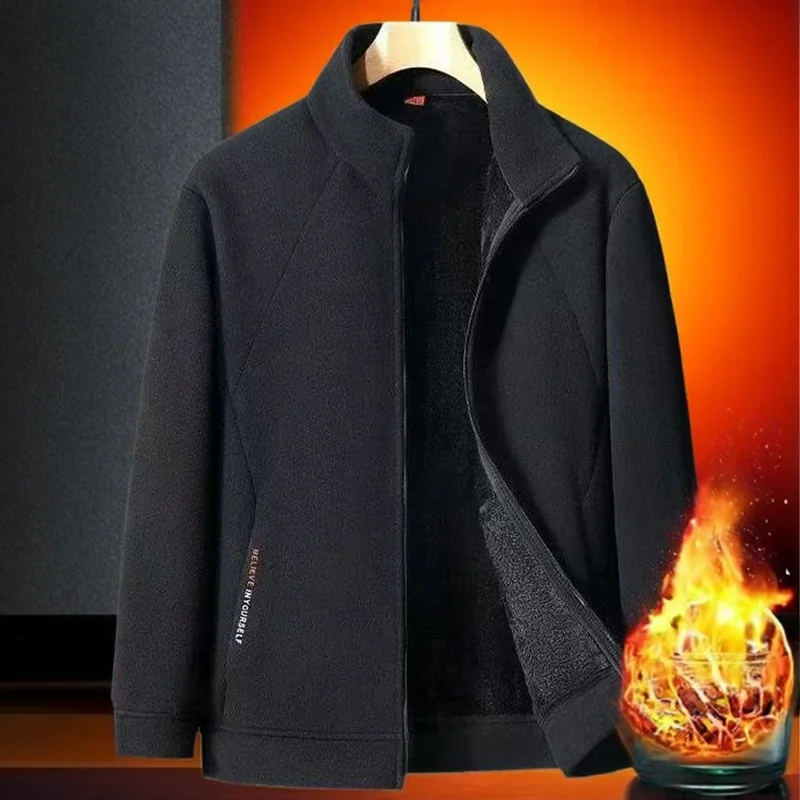 

Men's Fce Lined Hoodie Thiened Casual Loose Winter Jaet Warm Polyester Fiber Long Sve Zipper Closure Coat