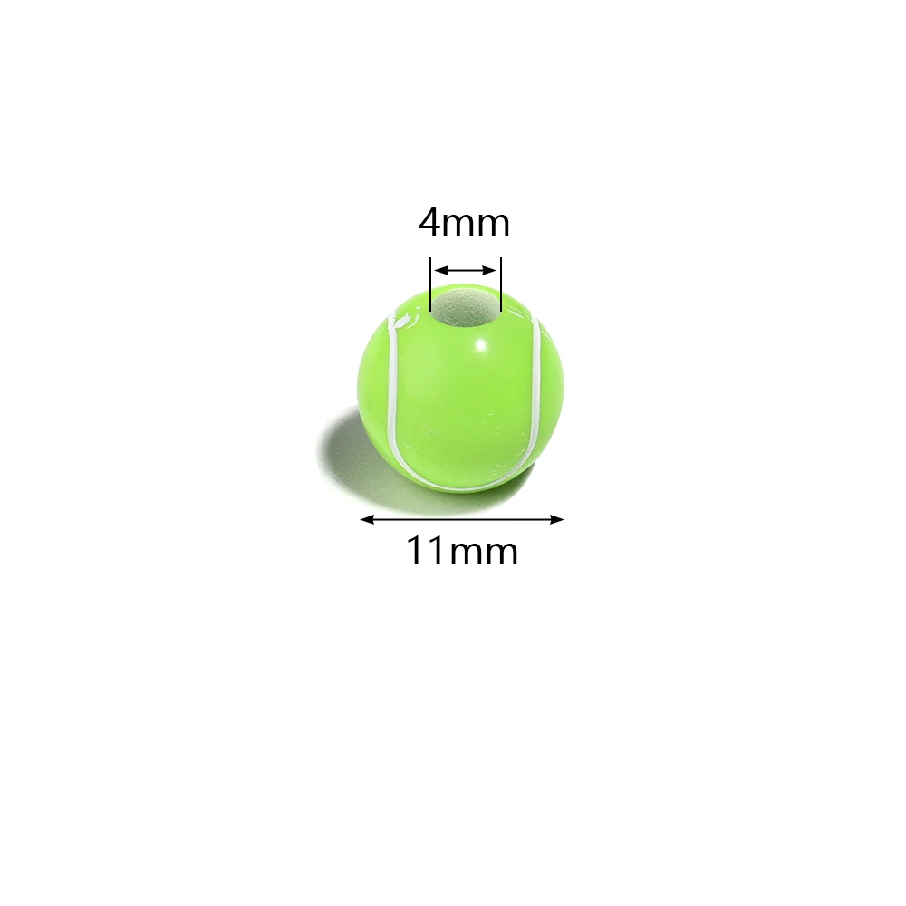 50 teile/los Sport Ball Acryl Perlen Großes Loch Lose Perlen Basketball Tennis Baseball Rugby Perlen Für DIY Schmuck Machen Armband – Detail 4