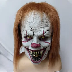 Conjunto de cabeza de máscara de Pennywise de payaso de terror de Halloween, máscara de látex de payaso de espíritu nuevo, decoración de Mardi Gras, Europa y Estados Unidos