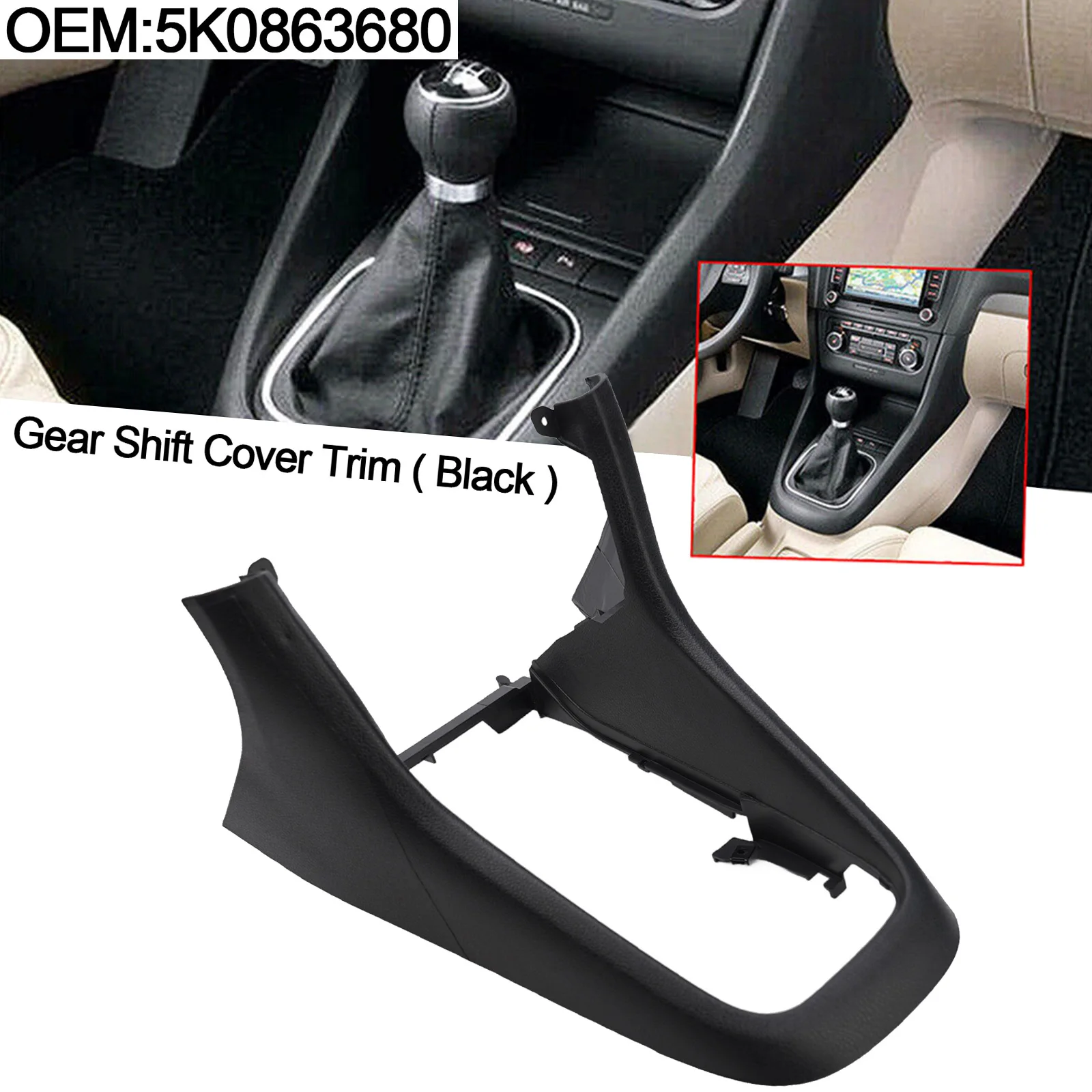 New Practical Center Console Frame Trim Shift 5K0863680 Helpful Shift Panel So Practical ABS Plastic Black Center