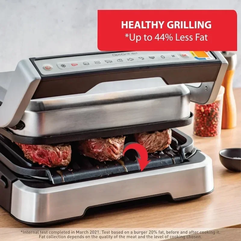 Indoor Electric Grill Stainless Steel Multiple Automatic Cooking Modes Smart Grill Non-stick Removable Plate