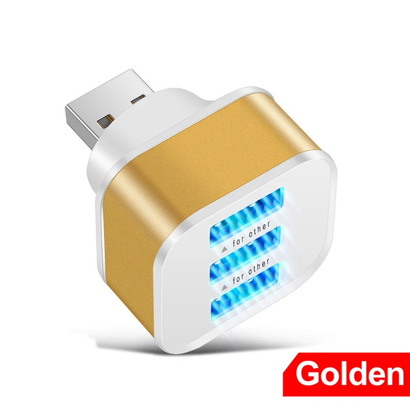Nieuwe auto USB-oplader extender 2.0 3-poorts uitgebreide USB-splitter met indicatorlampje Plug & Play 3-in-1 voor smartphones hubs