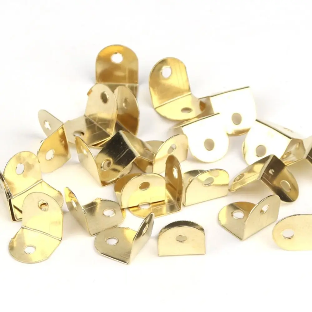 100 Pcs Metal Stainless Angle Bracket Gold Furniture Connecting Parts L Shape Corner Repair Brace L Shape Corner Joint Brace
