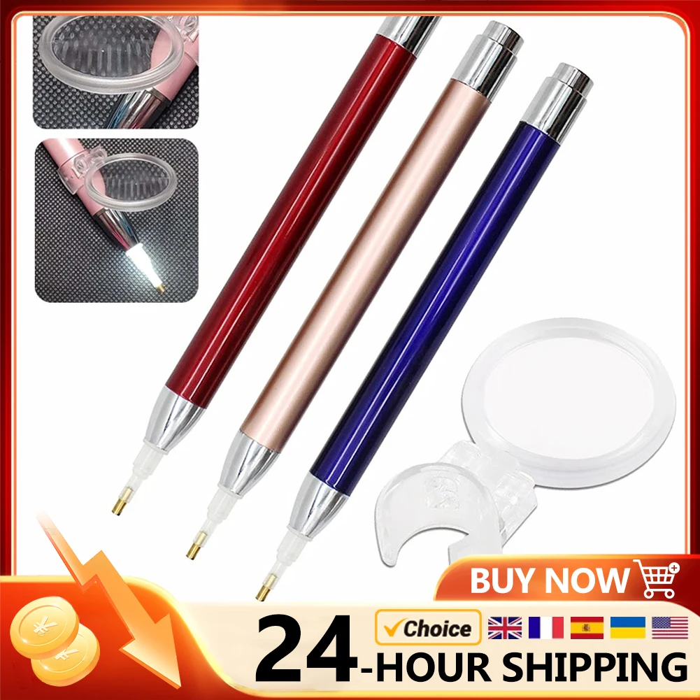 Luminous Point Drill Pen Magnifying Glass Luminous Lighting Sticker Drill Tool Pen Diamond Painting Tool Accessories