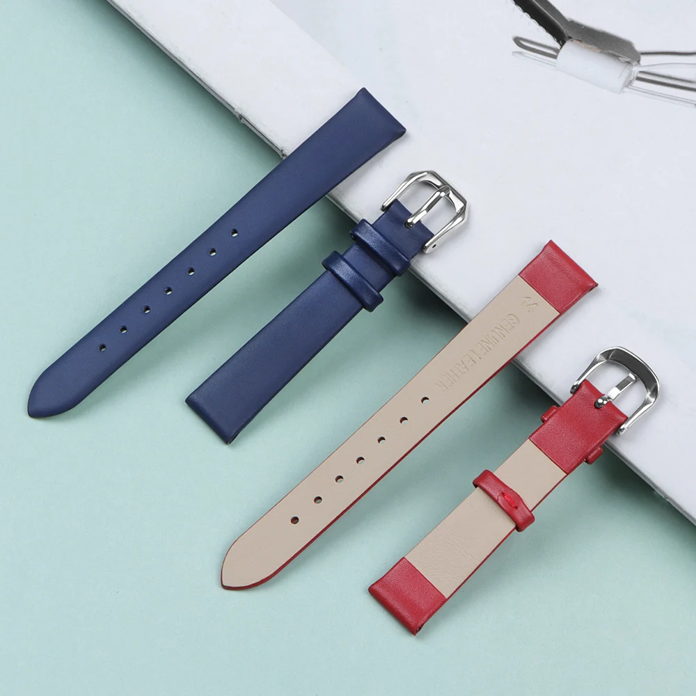 6mm 8mm 10mm 12mm 13mm 14mm 16mm 17mm Cowhide Leather Watch Strap Ultra Thin Soft Bracelet for Women Men Universal Wrist Band image 5