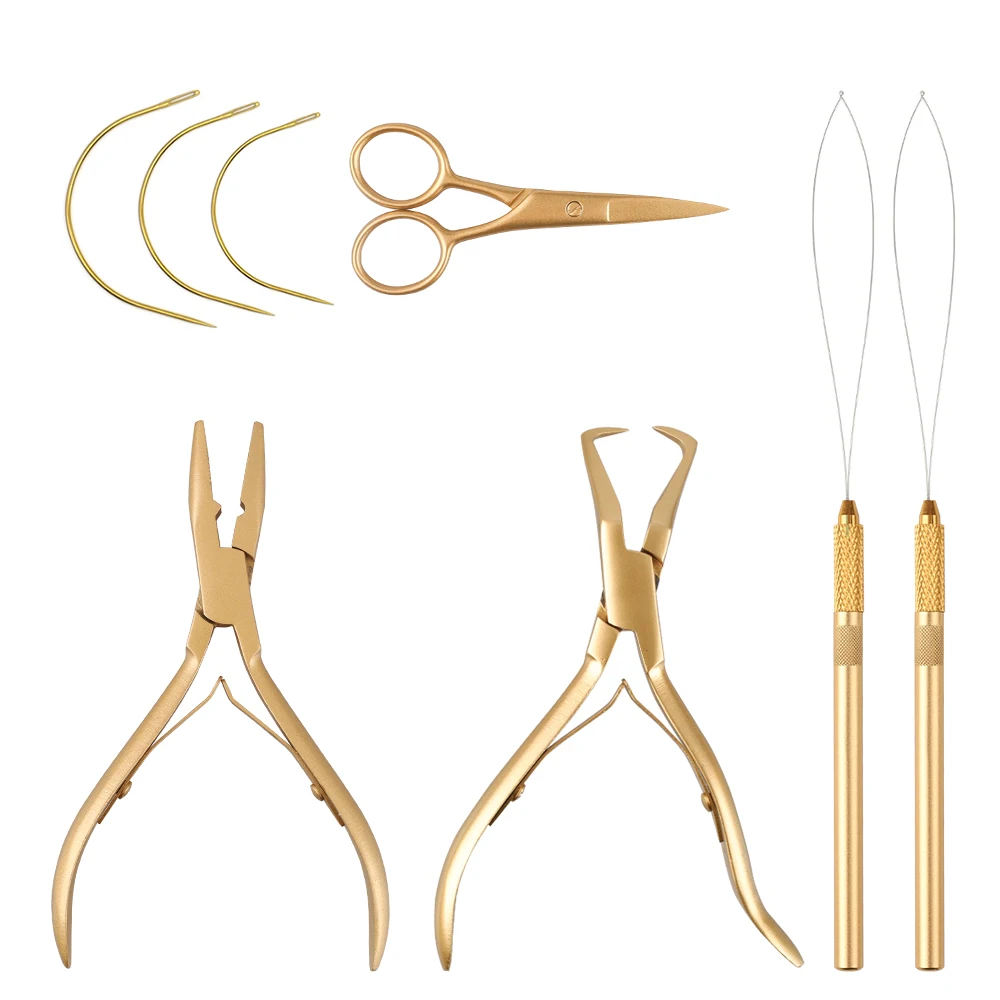ARLANY Hair Extension Beading Tool Kit Hair Extensions Micro Link Bead Closer Pliers and Cutting Scissors Set Pouch Included