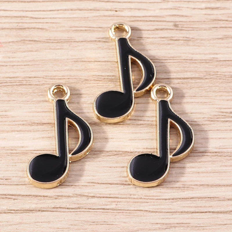 10pcs 12x20mm Cute Enamel Musical Note Charms for Making DIY Drop Earrings Pendants Necklaces Handamde Bracelet Jewelry Findings