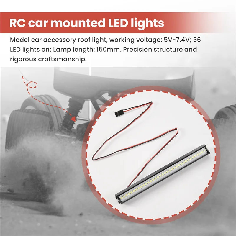 ABWE-150MM 36 LED Listwa Świetlna Lampa Dachowa Do Axial SCX10 90046 Traxxas TRX4 Slash Rustler 1/8 1/10 RC Crawler Truck