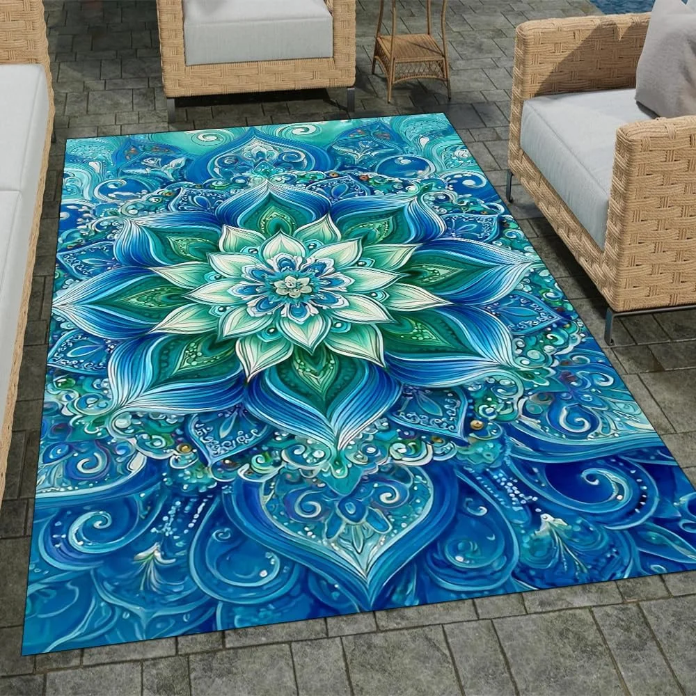 Boho Mandala Rugs Indoor Outdoor Soft Non Slip For Living Room Bedroom, Yoga Mat For Adults Boheminan Mandalas Abstract Rug