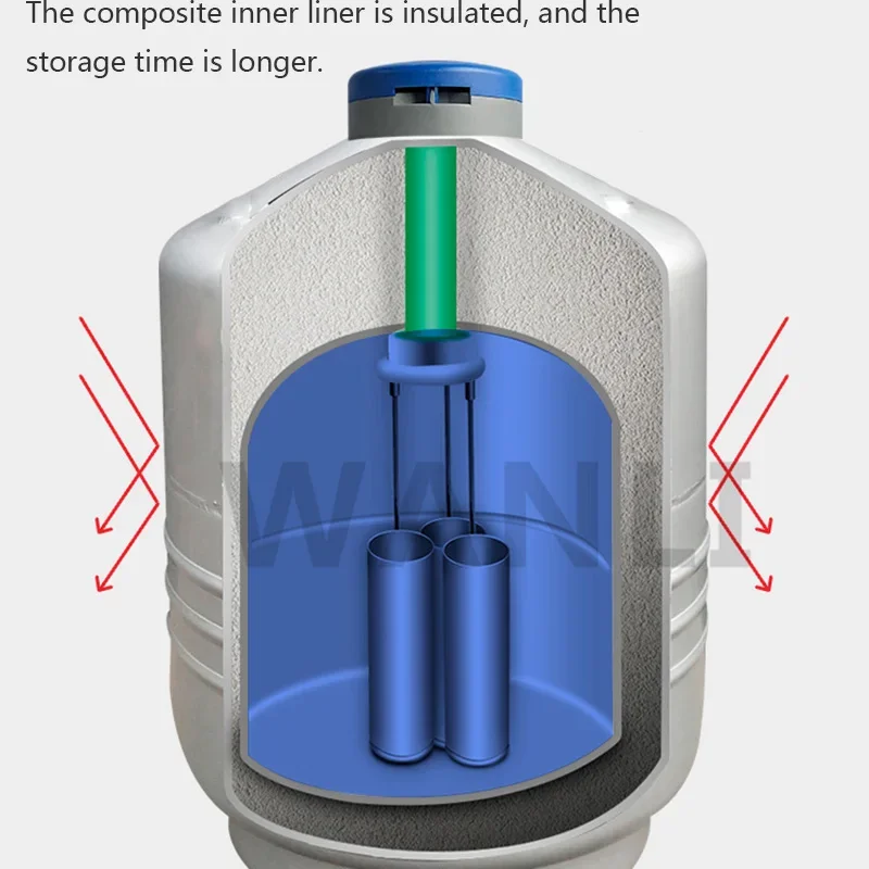 Tanque de nitrogênio líquido tipo armazenamento 16l, 16l/80mm, tanque de nitrogênio líquido de baixa temperatura selado, à prova de vazamento