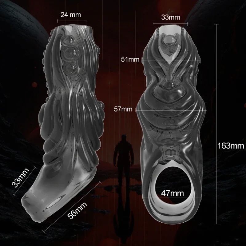 القضيب كم القضيب توسيع ملحقات الواقي الذكري تأخير القذف الجنس لعب للرجال الأزواج الكبار المنتجات السلع الحميمة #3