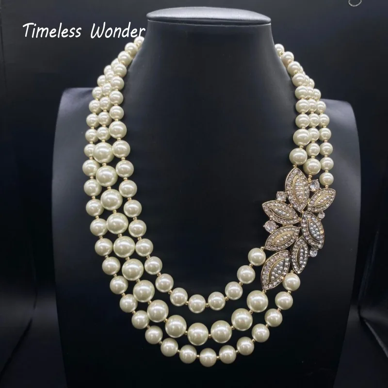 Timeless Wonder Retro Zircon Geo Glass Pearl Pave Necklace for Women Designer Jewelry Rare Gift Trendy Vintage Fashion Mix 3626