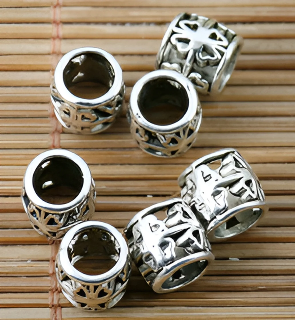 

30pcs 7*7.5mm, hole 5mm Alloy matel tibetan silver leaf pattern loose beads HWEF2263