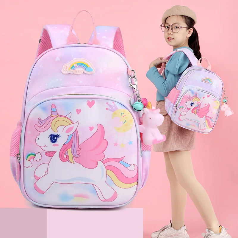 Niedlichen Kinder rucksack neue leichte Gewichts reduzierung Kindergarten Schult asche Cartoon Einhorn kleines Mädchen Rucksack