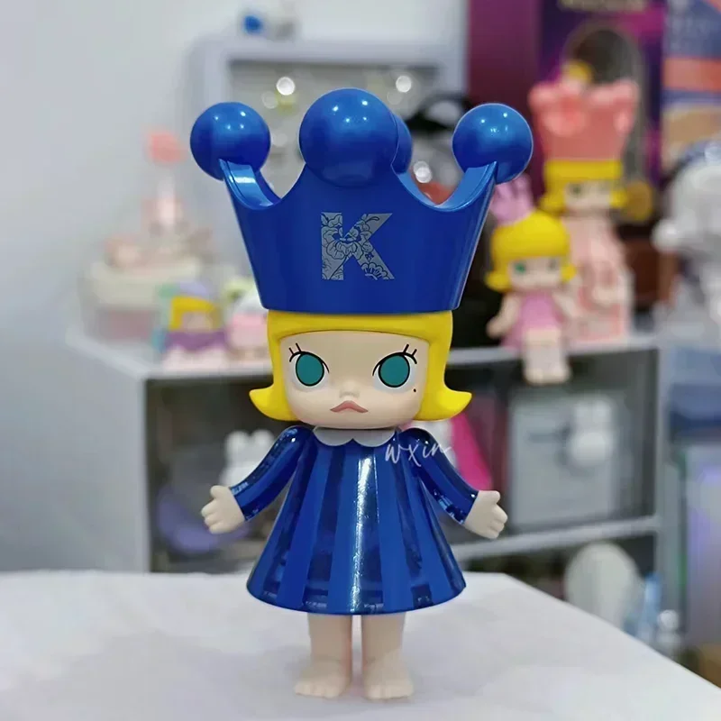 9cm Molly Princess 100% Mega Royal Crown Blue Figure Art Collection Blue Pink Dress Park Exclusive Edition Collection Toy Gift