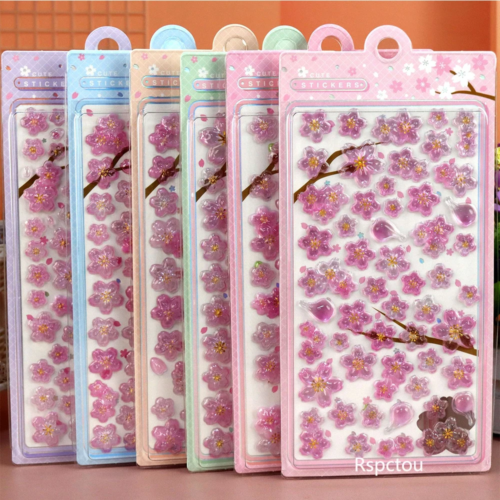 

Набор из 6 милых розовых японских 3D-наклеек с сакурой: эстетичные стикеры с цветами вишни для ноутбуков, телефонов, багажа и упаковки