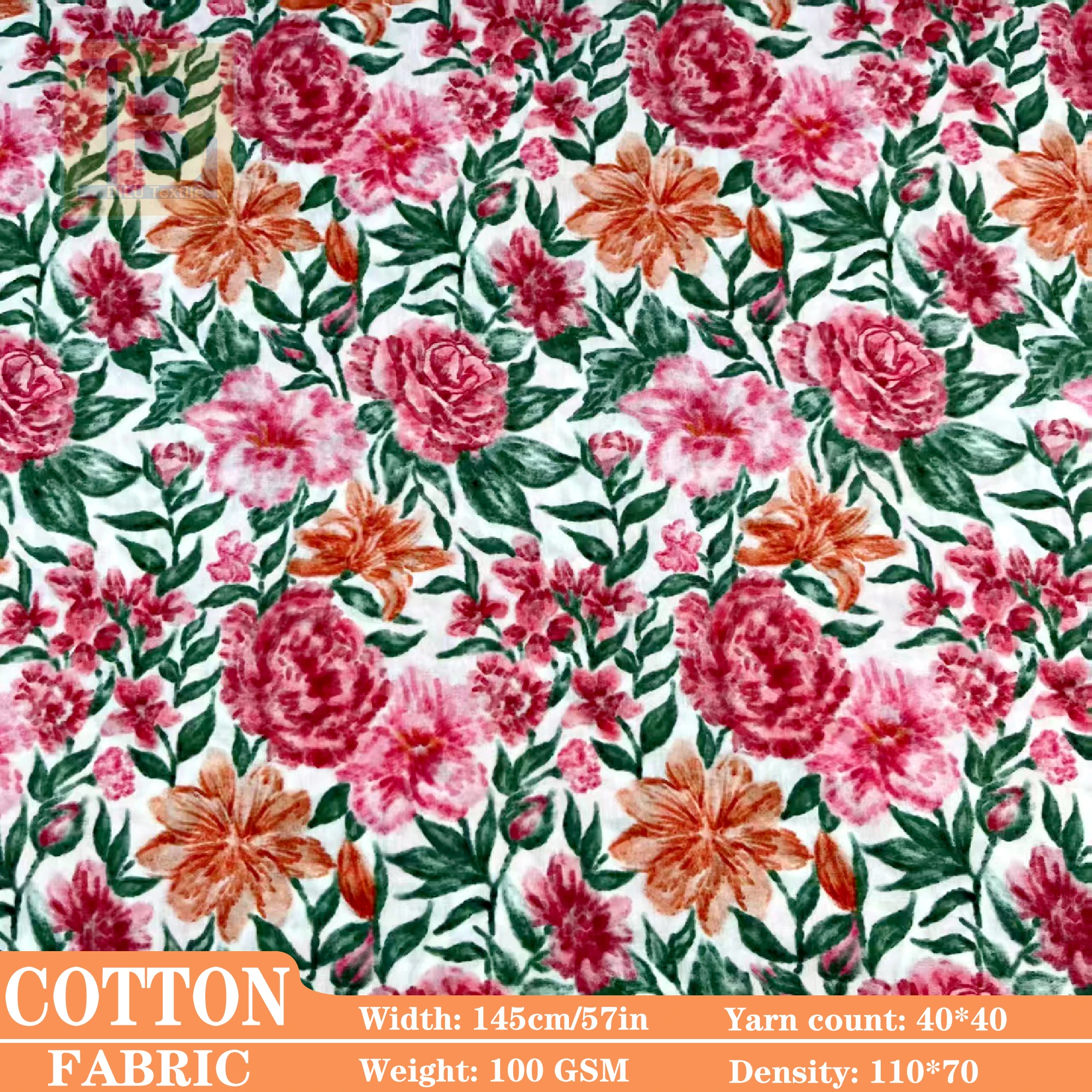

Cotton Poplin Printed Fabric Like Liberty Style Floral for Dresses, Tops, Children's Clothing DIY Sewing Dressmaking (by Meter)