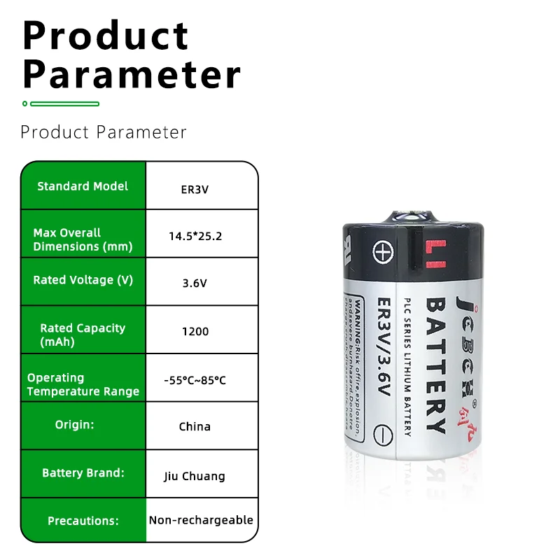 JCBCH ER3V 3.6V lithium battery NP8P-BT suitable for Fuji PLC touch screen intelligent industrial robot programming controller