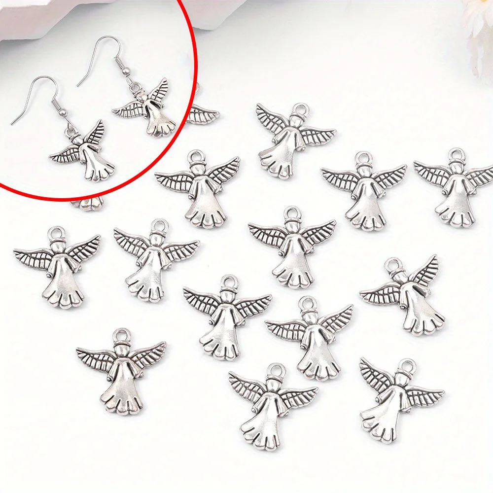 

7/19/37pcs Silvery Wing-shaped Pendant Decorations,DIY Earrings Necklaces, Valentine's Day and Christmas Gift Making Accessories