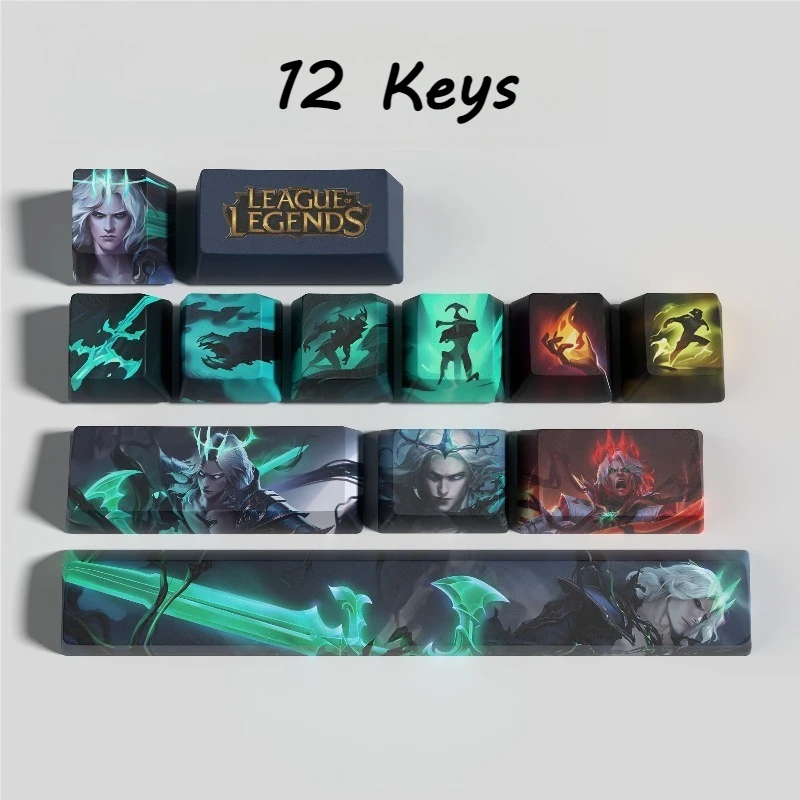 Viego Theme Keycaps Cartoon Anime Gaming Keycaps Set For Mechanical Keyboard 12/14/30 Keys Mini Set Keyboards Accessories