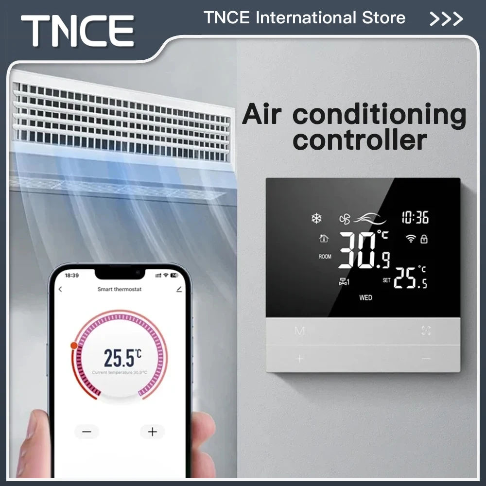 

TNCE Air conditioning controller 4P 110-240V, thermostat Heating Cool 3 Speed Fan Coil Unit