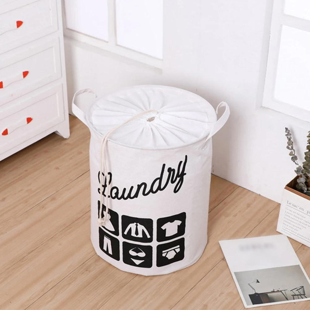 

Cotton And Linen Laundry Hamper Foldable Portable Sundries Storage Basket Multi-Function Dirty Clothes Organizer