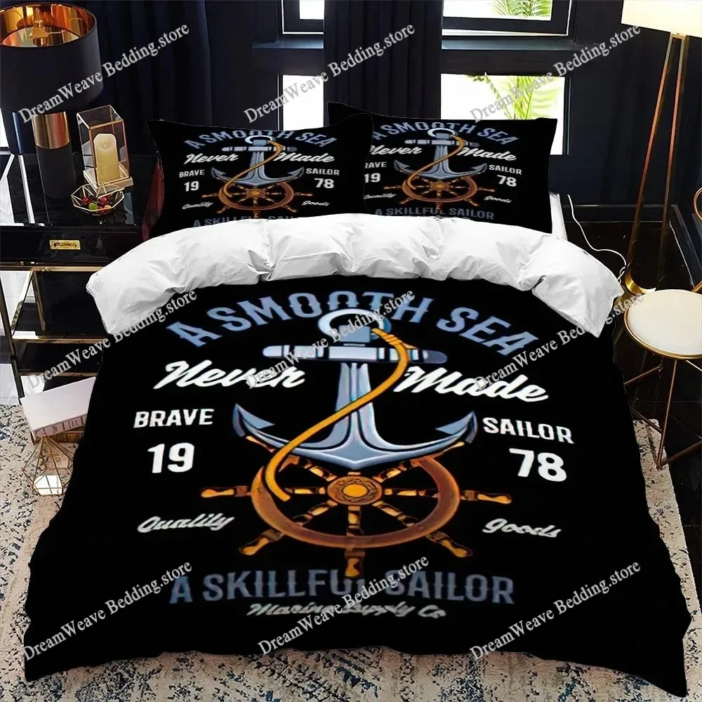 

Nautical Ocean Anchor Bedding Sets 2025 Ocean Spirit Duvet Cover Bedding Set King Queen Bed Linen with Pillowcase Bedclothes
